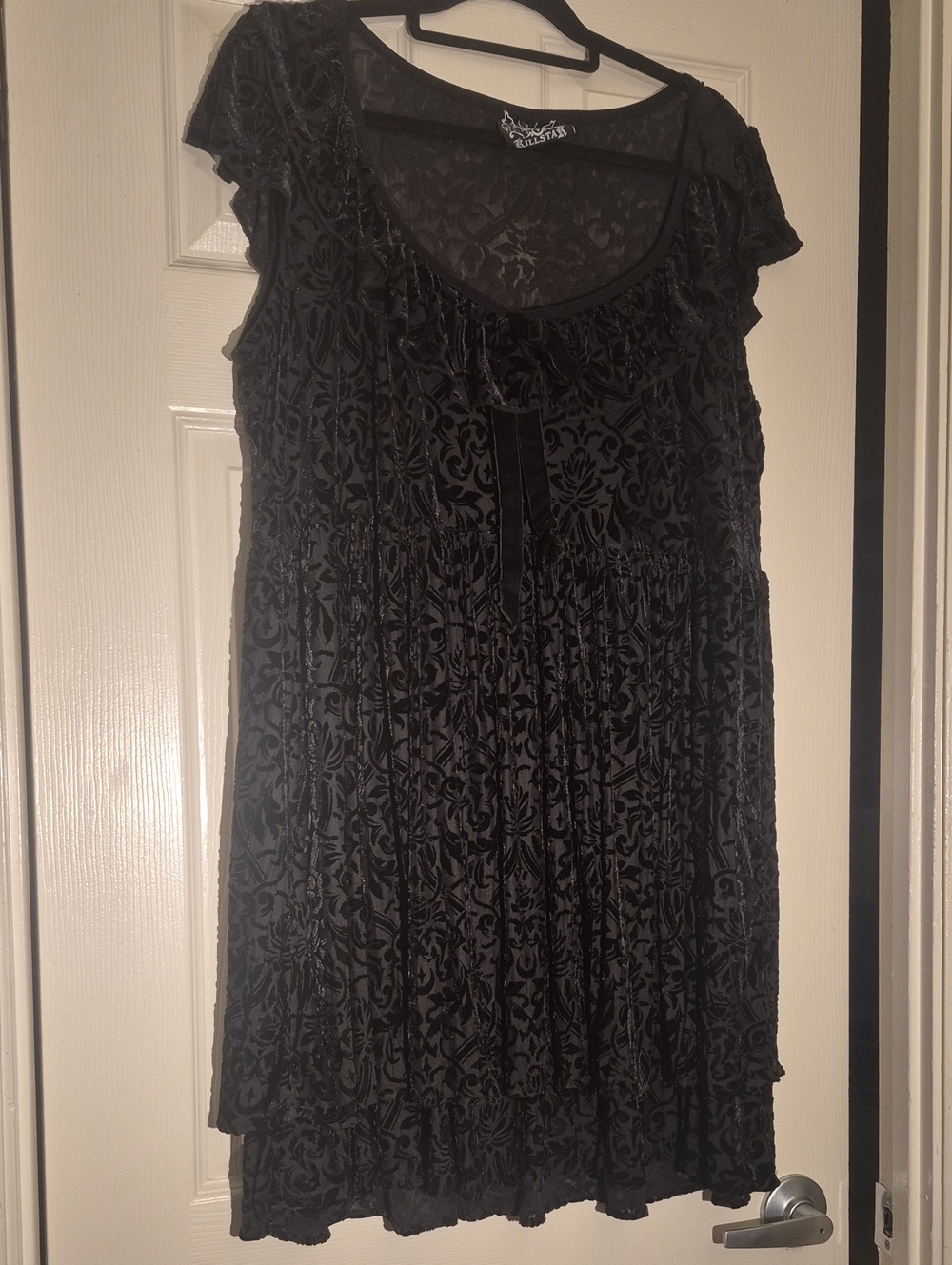 Killstar Black Burnout Velvet Dress with Floral Burnout